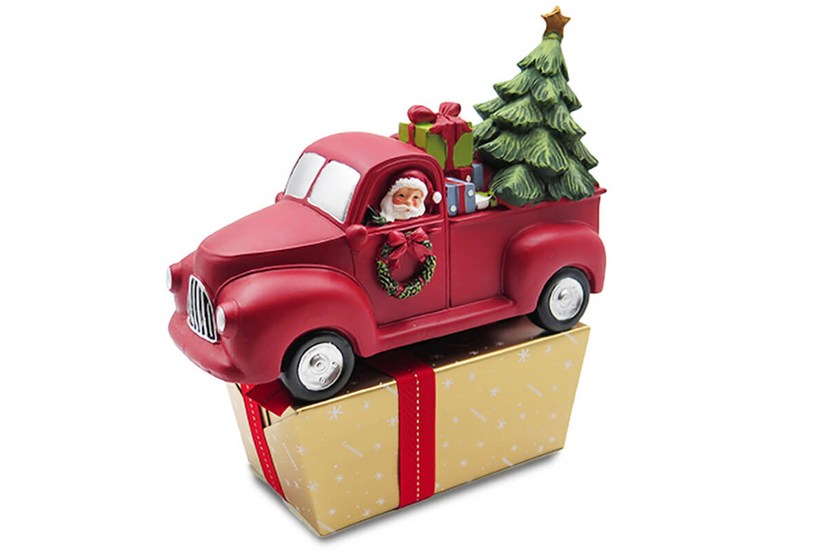 500g ποικιλία σοκολατάκια Leonidas και Χριστουγεννιάτικο διακοσμητικό κεραμικό αυτοκίνητο