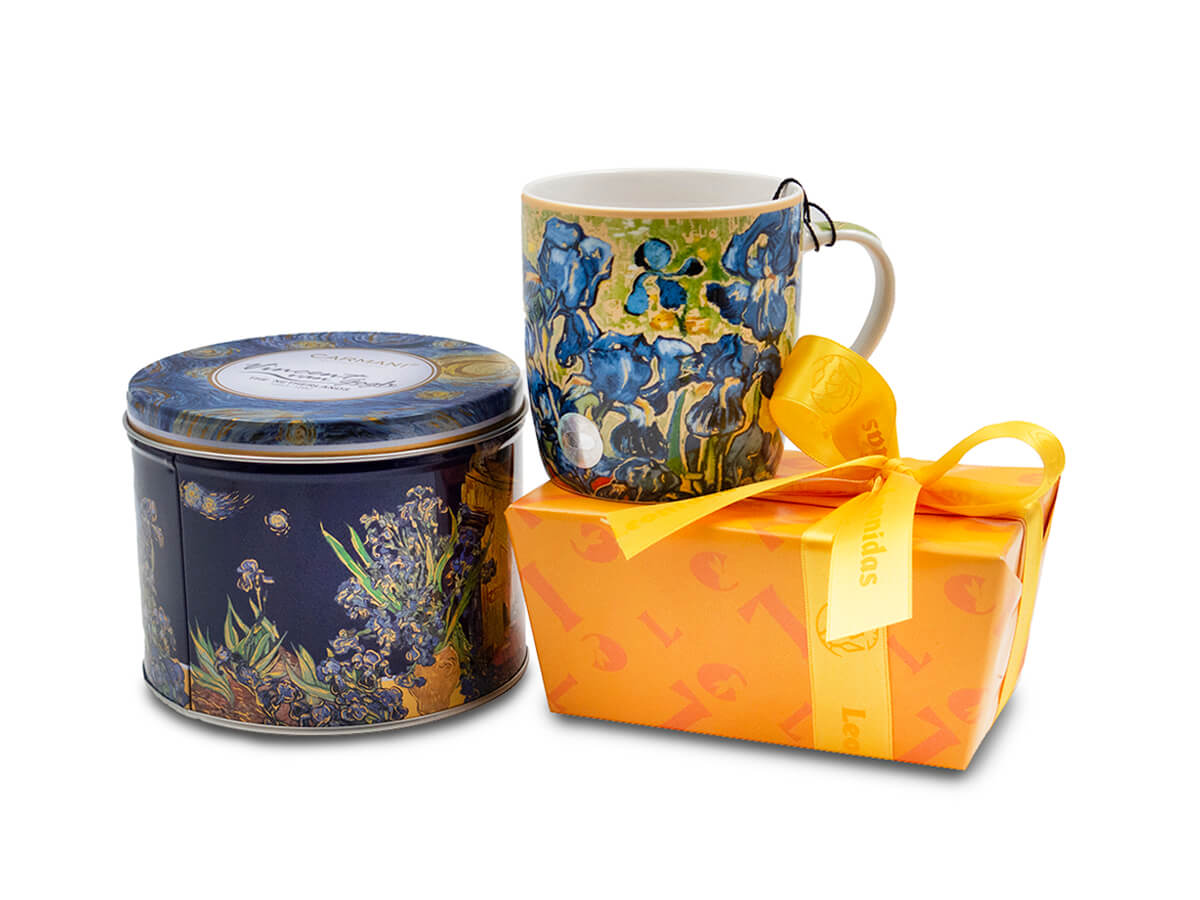 500γρ ποικιλία σοκολατάκια Leonidas και κούπα “Van Gogh - Irises”