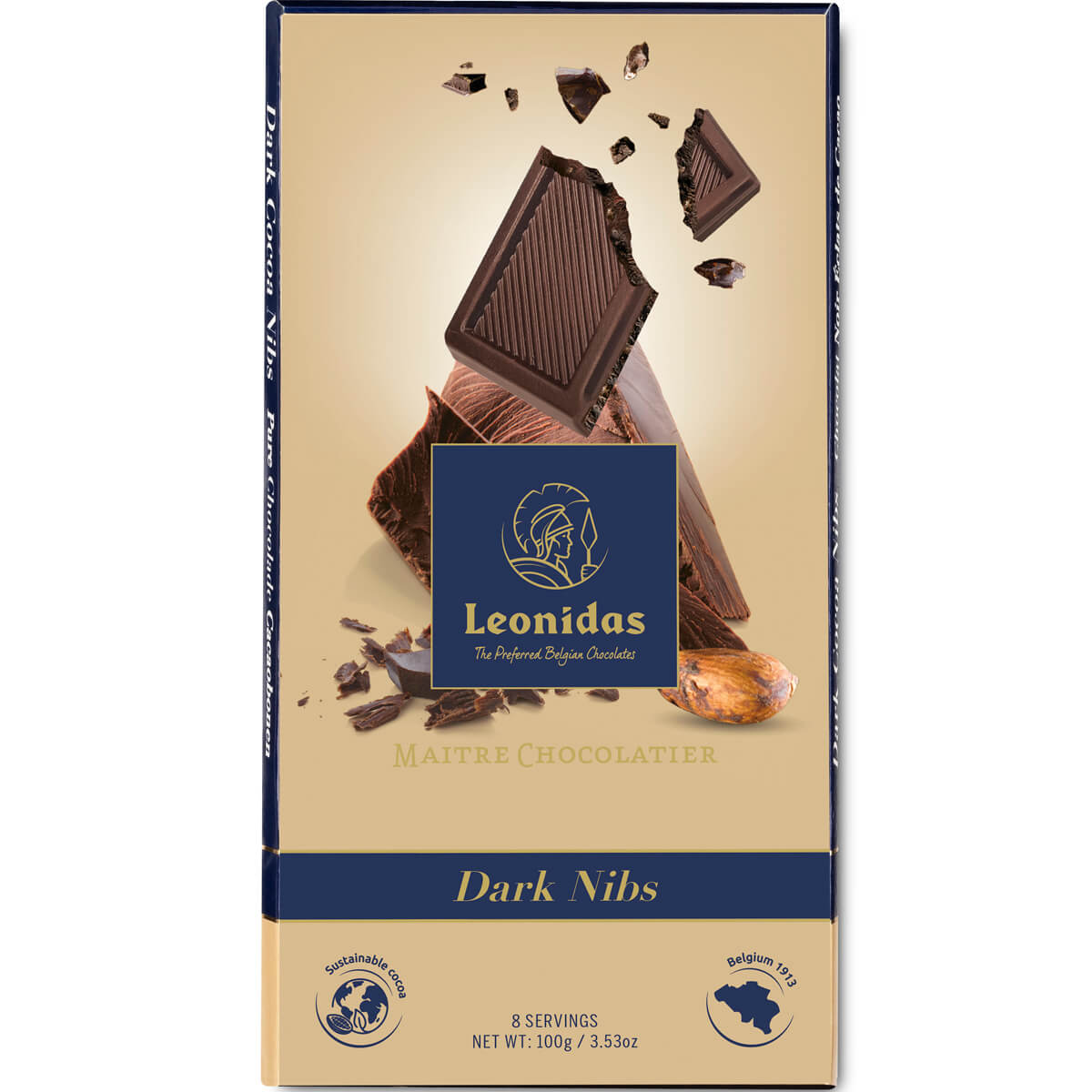 Σοκολάτα πλάκα υγείας Leonidas 100g με 54% κακάο και κομμάτια κακάο