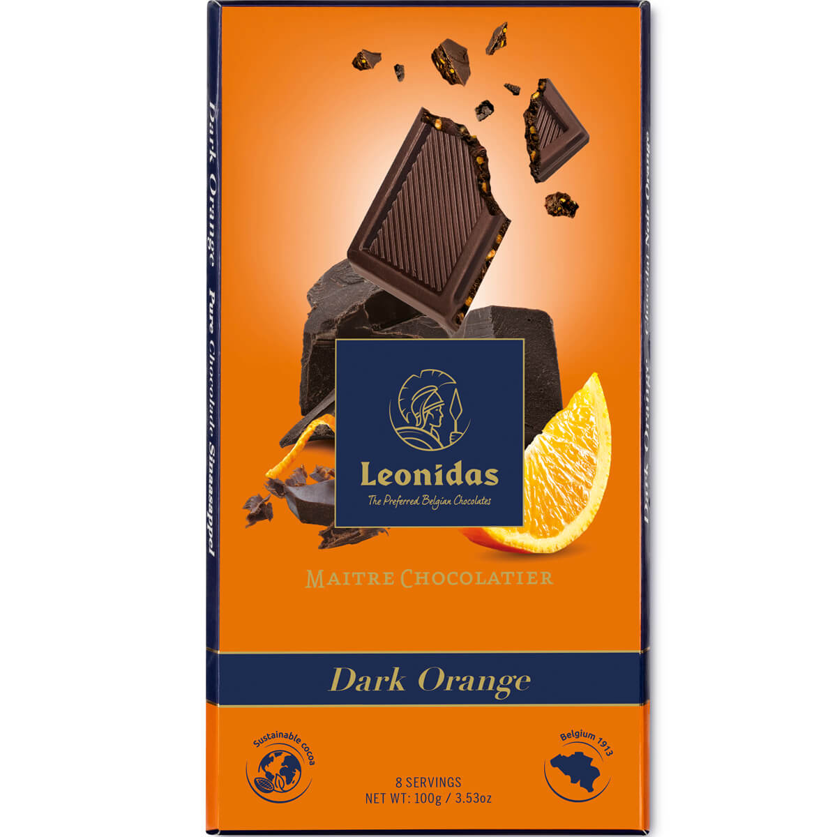 Σοκολάτα πλάκα υγείας Leonidas 100g με 54% κακάο και πορτοκάλι